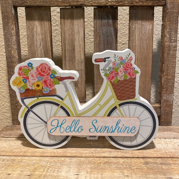 Bicycle Decor Bundle, Bicycle Wood Sign Enjoy The Ride Wall & Hello Spring Decor - Picture 13 of 16